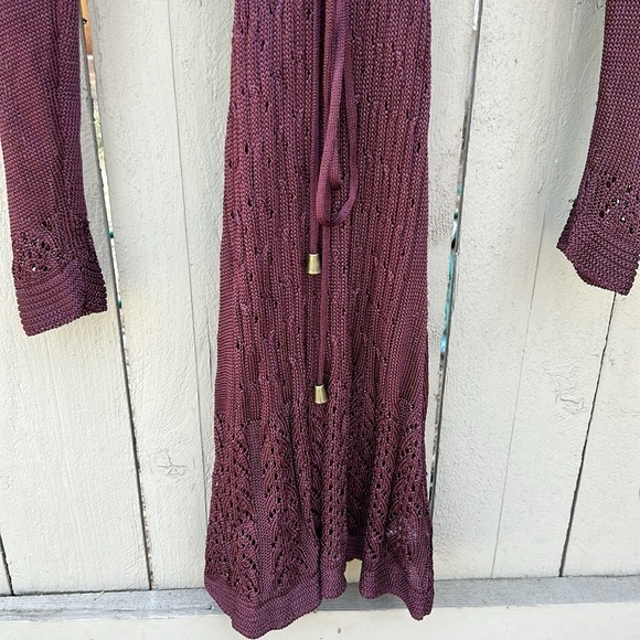 Free People Miranda Mini  Sweater Dress Very Light Open Knit Burgundy Sz Small - Picture 4 of 10